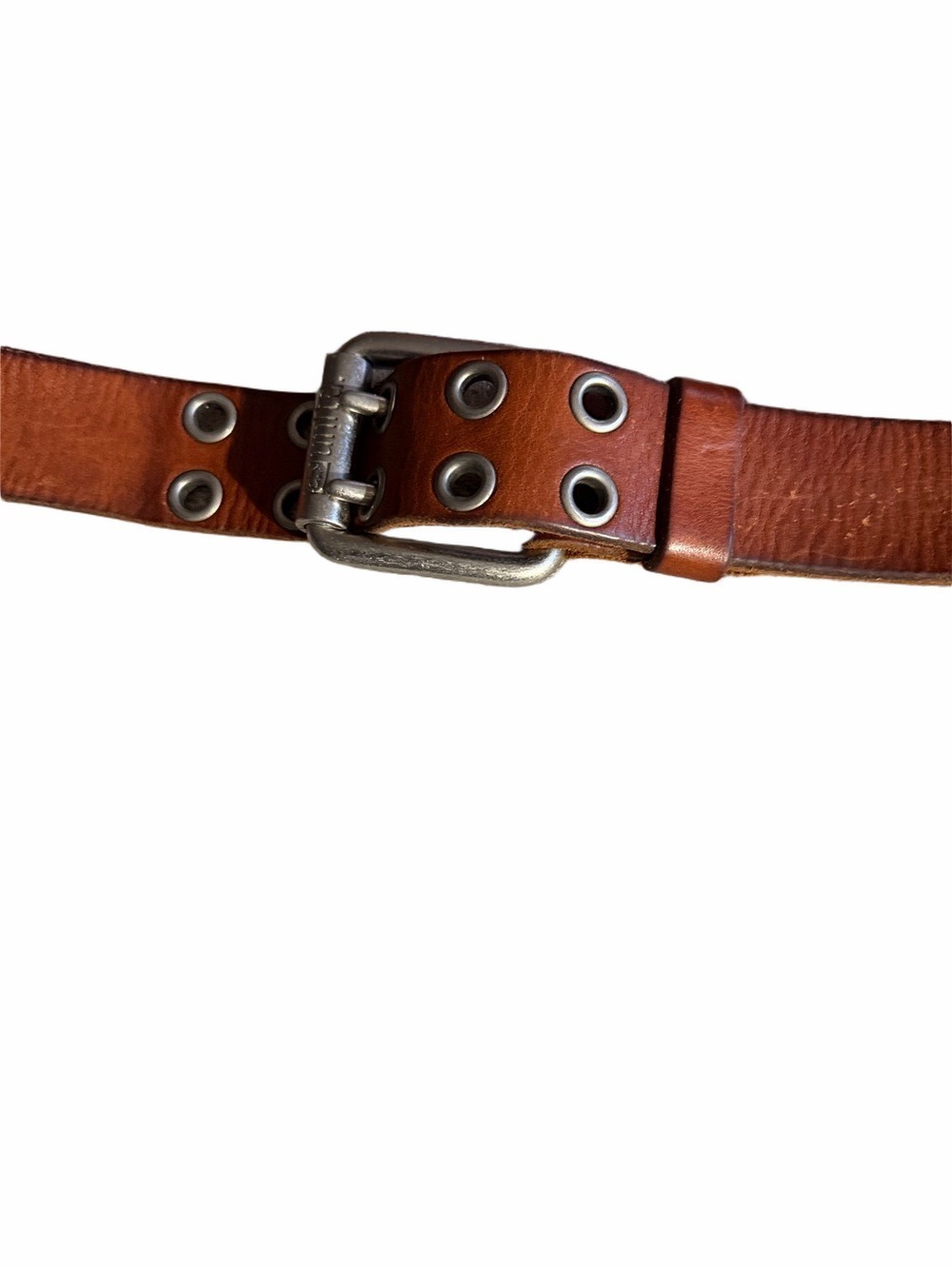 Ecko Unltd Brown Leather Double Grommet Belt Y2K Streetwear Industrial